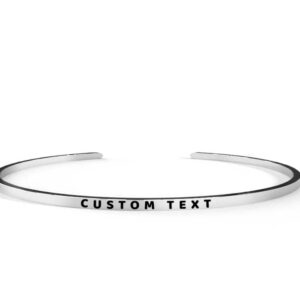 ShinyJewelry Cuff Bracelet Custom Personalized Stainless Steel Inspirational Jewelry 3mm Wide Engraved Present for Women