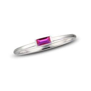 55carat created-pink-sapphire 925-sterling-silver bezel-style baguette shape ring chakra healing fashion jewelry for men women gift size: 6