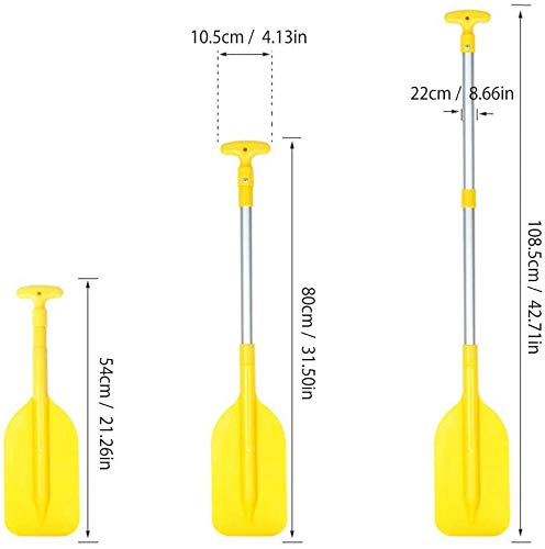 TASDHZ 2PC Boat Oars Telescopic Paddle Aluminum Kayak Paddles Adjustable Length Canoe Paddle with Anti-Slip Grips for Kayak,Telescoping Plastic Boat Paddle Canoe, Inflatable Boat Dinghy (Yellow 2pcs)