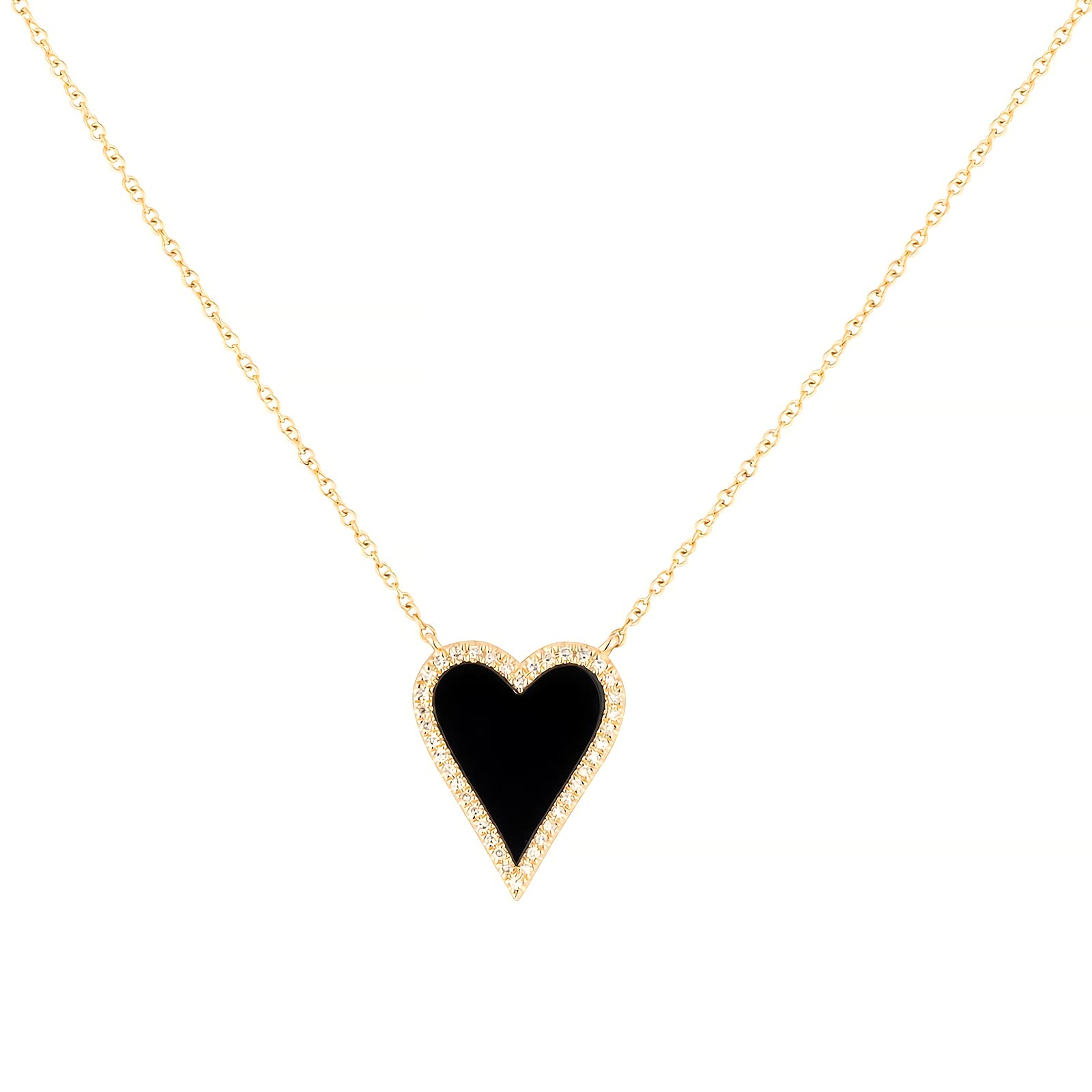 JINGDR Black Heart Necklace for Women Trendy Preppy Jewelry Gold Plated Black Love Heart Pendant, Heart Paperclip Chain Necklace Cute Heart Necklaces for Women Dainty Jewelry (Black)