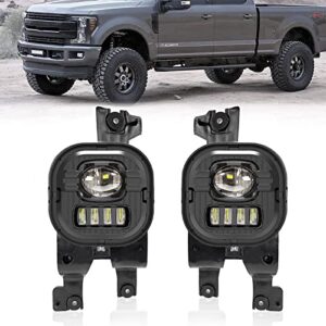 led fog lights assemblies replacement for 2008 2009 2010 ford f-250 f-350 f-450 f-550 super duty, 1 pair bumper driving fog lamps kit (clear lens)