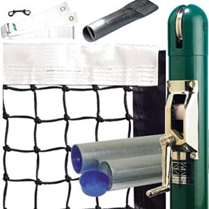 premium pickleball court equipment package - black (includes standard size net, inground post, post sleeves, center strap and pipe anchor)