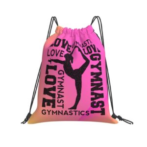 PSYU Love Gymnastics Drawstring Backpack Fashion Travel Bag Sports Athletic Gym Suitable For Mens Womens