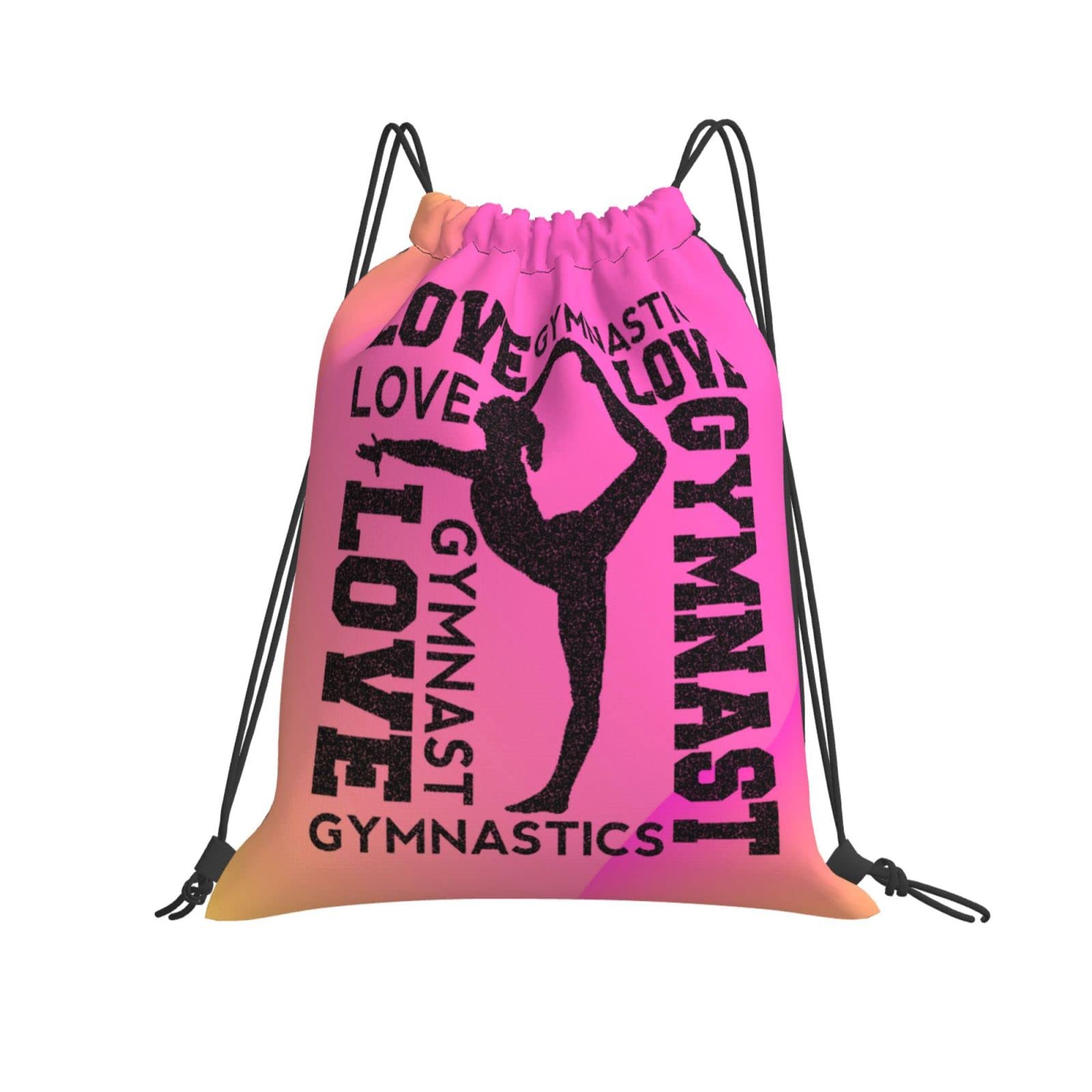 PSYU Love Gymnastics Drawstring Backpack Fashion Travel Bag Sports Athletic Gym Suitable For Mens Womens