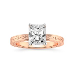 FRIENDLY DIAMONDS 1 Carat IGI Certified Radiant Shape Lab Grown Diamond Ring | 14K Or 18K in White, Yellow Or Rose Gold | Ivory Vintage Solitaire Diamond Engagement Ring | FG-VS1-VS2 Quality