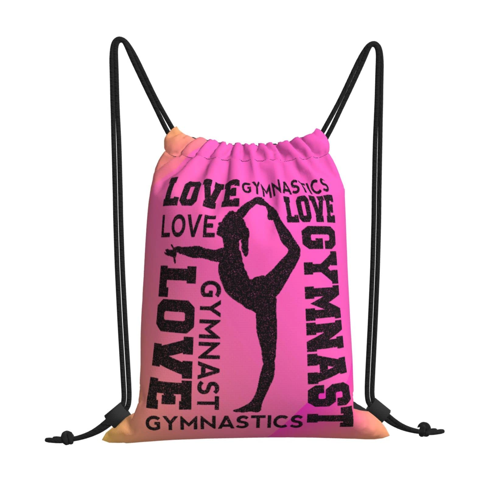 PSYU Love Gymnastics Drawstring Backpack Fashion Travel Bag Sports Athletic Gym Suitable For Mens Womens