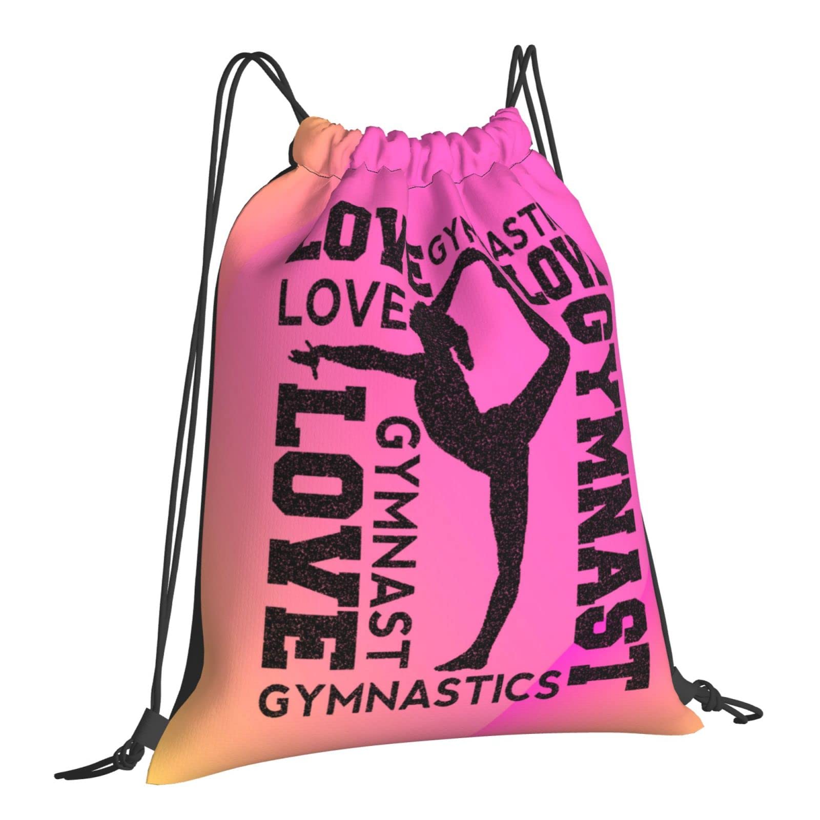 PSYU Love Gymnastics Drawstring Backpack Fashion Travel Bag Sports Athletic Gym Suitable For Mens Womens