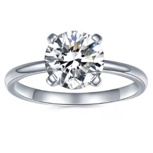 IMOLOVE Moissanite Solitaire Engagement Ring for Women, Women's Engagement Rings Moissanite Promise Rings 2CT D Color VVS1 Clarity Wedding band 925 Sterling Silver with 18K Gold Plated-6-2CT