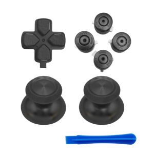 metal thumbsticks d-pads abxy buttons repair kits for ps5 controller - replacement aluminum action buttons & analog joystick & directional pads for playstation 5 controller (black)