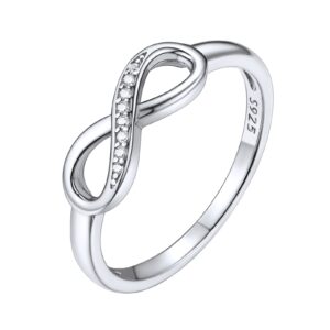 ChicSilver 925 Sterling Silver Ring Cubic Zirconia Cz Infinity Knot Rings for Women Eternity Wedding Band Promise Rings Size 12