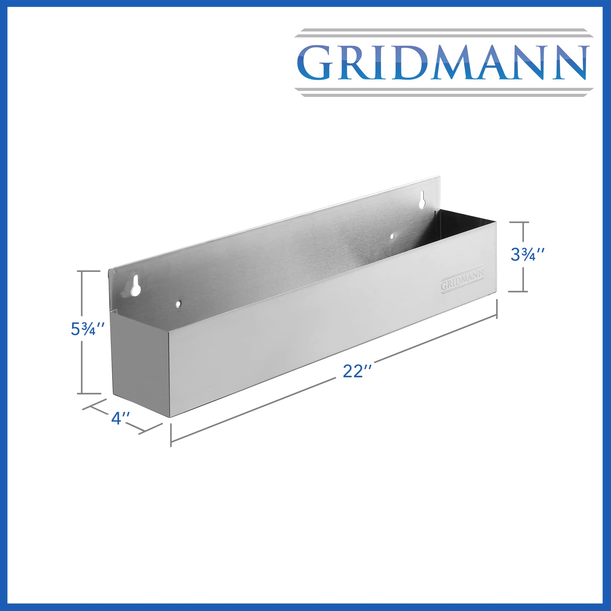 GRIDMANN 22-inch Single Speed Rail - Stainless Steel Liquor Bottle Holder Rack for Bars