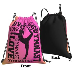 PSYU Love Gymnastics Drawstring Backpack Fashion Travel Bag Sports Athletic Gym Suitable For Mens Womens