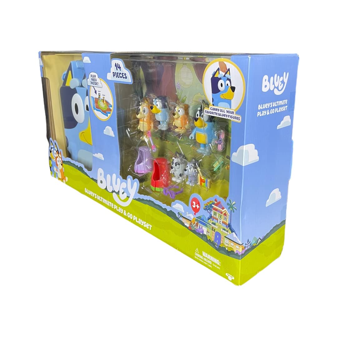 Bluey's Ultimate Play & Go Playset - Includes Carrier Playset, Accessories, and 6 Figures - Bluey, Bingo, Bandit, Chilli, Muffin, Socks