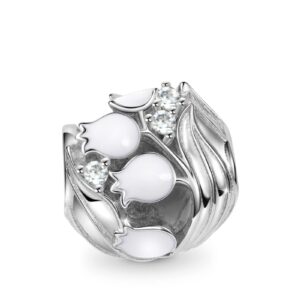 GNOCE Lily of the Valley Charm Bead 925 Sterling Silver Jewelry Gift For Women Wife Fit Snake Chain Bracelets/Necklace