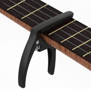 Ukulele Capo for Soprano, Concert, Tenor, Baritone Ukulele, Single Hand Use Uke Capo, Black