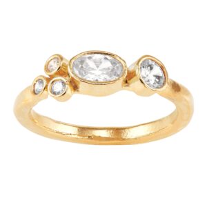 Silpada 'Well Round' Cubic Zirconia Ring in 14K Yellow Gold-Plated Sterling Silver, Size 11, Size 11