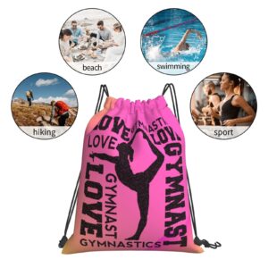 PSYU Love Gymnastics Drawstring Backpack Fashion Travel Bag Sports Athletic Gym Suitable For Mens Womens