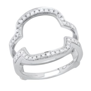 Dazzlingrock Collection 0.34 Carat (ctw) Round White Diamond Enhancer Double Guard Anniversary Wedding Wrap Band Ring 1/3 CT | 925 Sterling Silver, Size 8.5