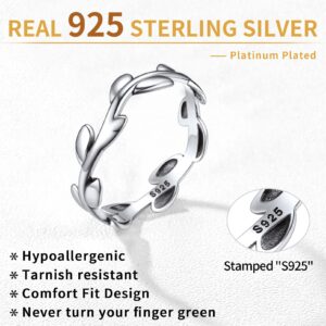 ChicSilver 925 Sterling Silver Ring High Polish Simple Olive Leaf Engagement Wedding Band Promise Ring for Women Size 8