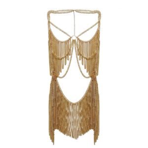 allison jennie women's sexy suit body chain (010-gold colour)