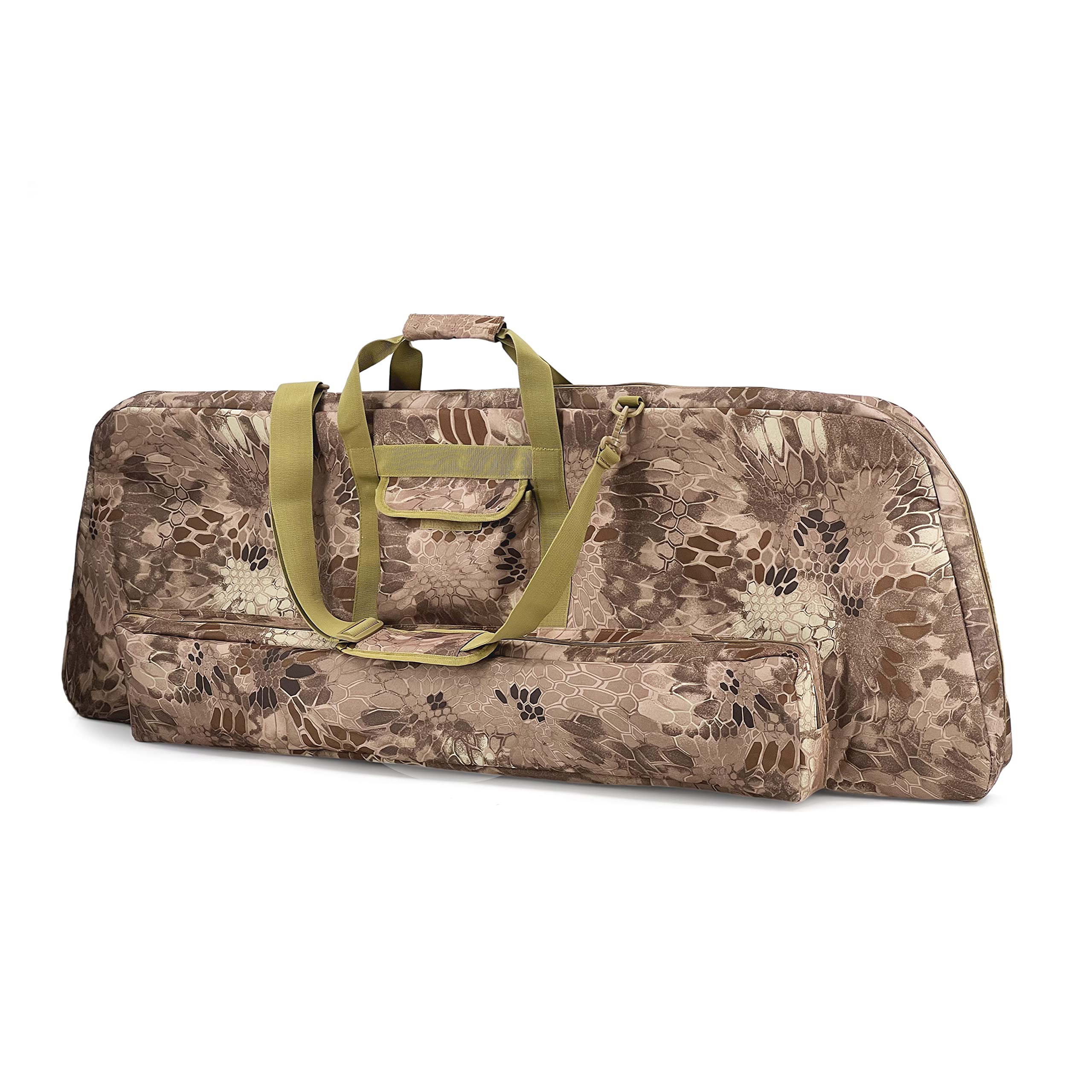 Silfrae Compound Bow Case Soft Bow Case Compound Bow Carry Bag with Arrow Pocket (Camo Brown, L)