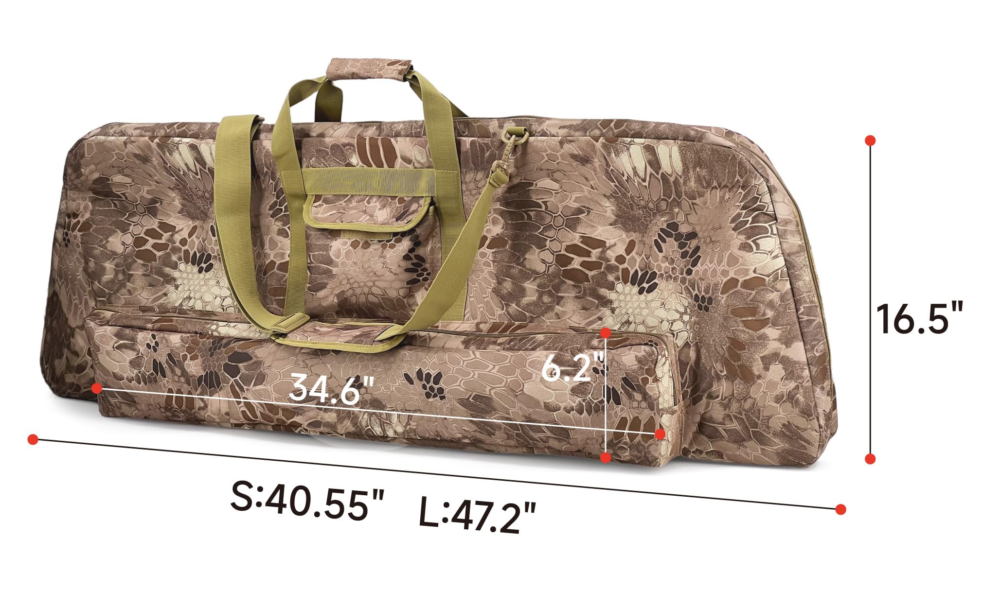 Silfrae Compound Bow Case Soft Bow Case Compound Bow Carry Bag with Arrow Pocket (Camo Brown, L)