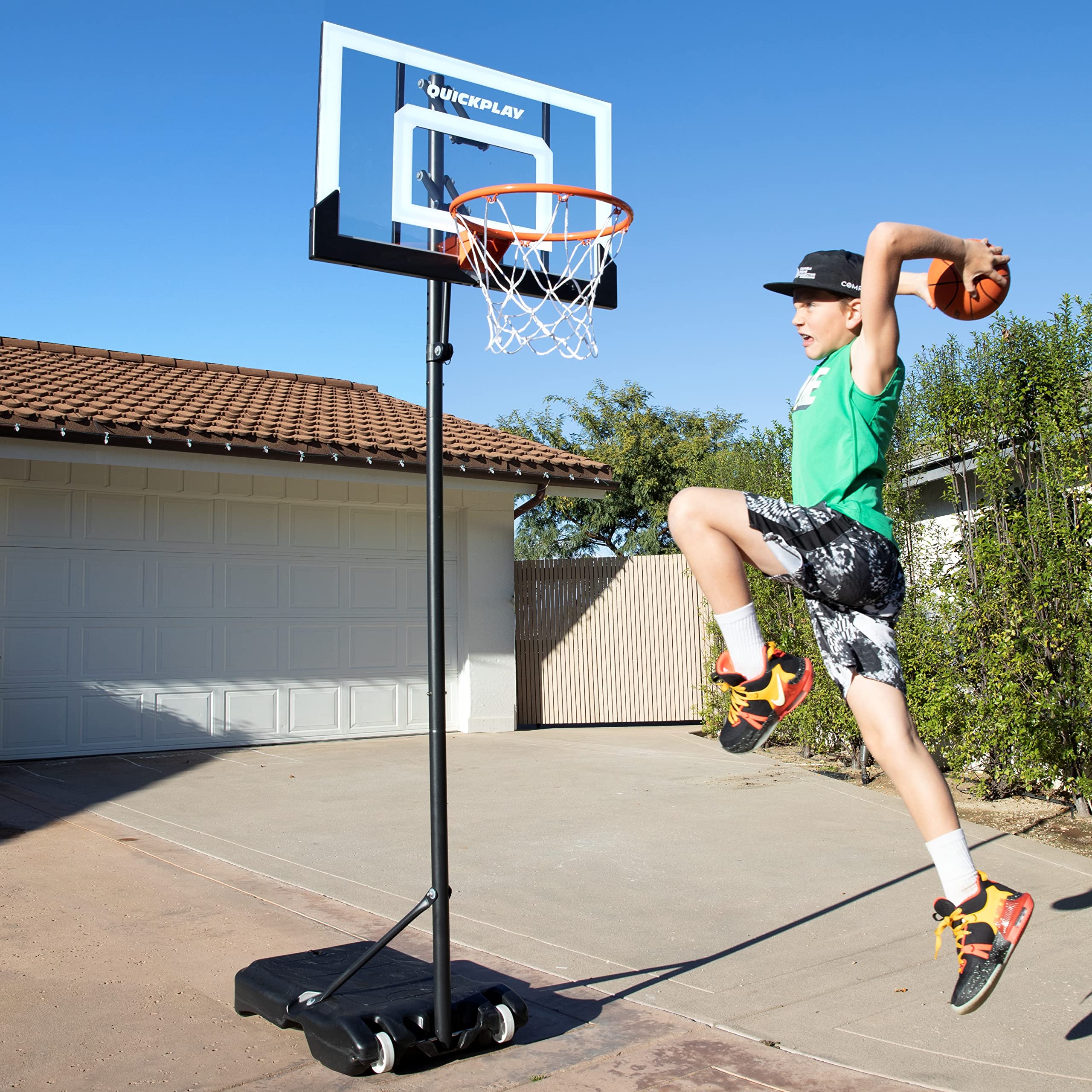 QUICKPLAY Baller Mini Hoop System | Portable Basketball Hoop System with Adjustable Height Pole