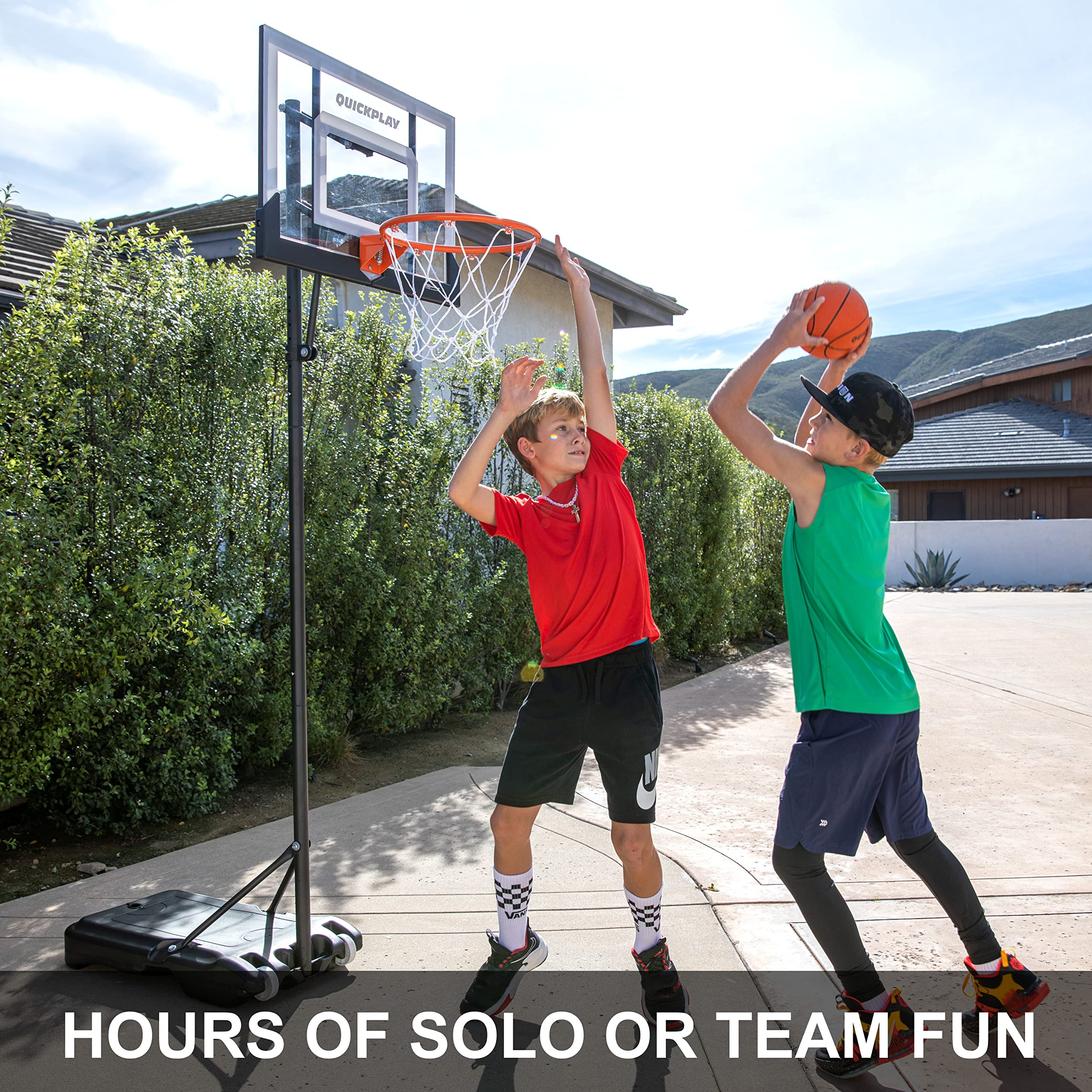 QUICKPLAY Baller Mini Hoop System | Portable Basketball Hoop System with Adjustable Height Pole