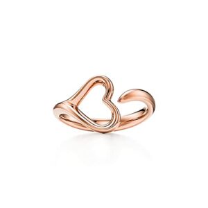 JewelryGift 18K Rose Gold Plated Open Heart Ring Simple and Beautiful Perfect for Special Occasion Wear Wedding Gift for Men and Women Ring Size: 7