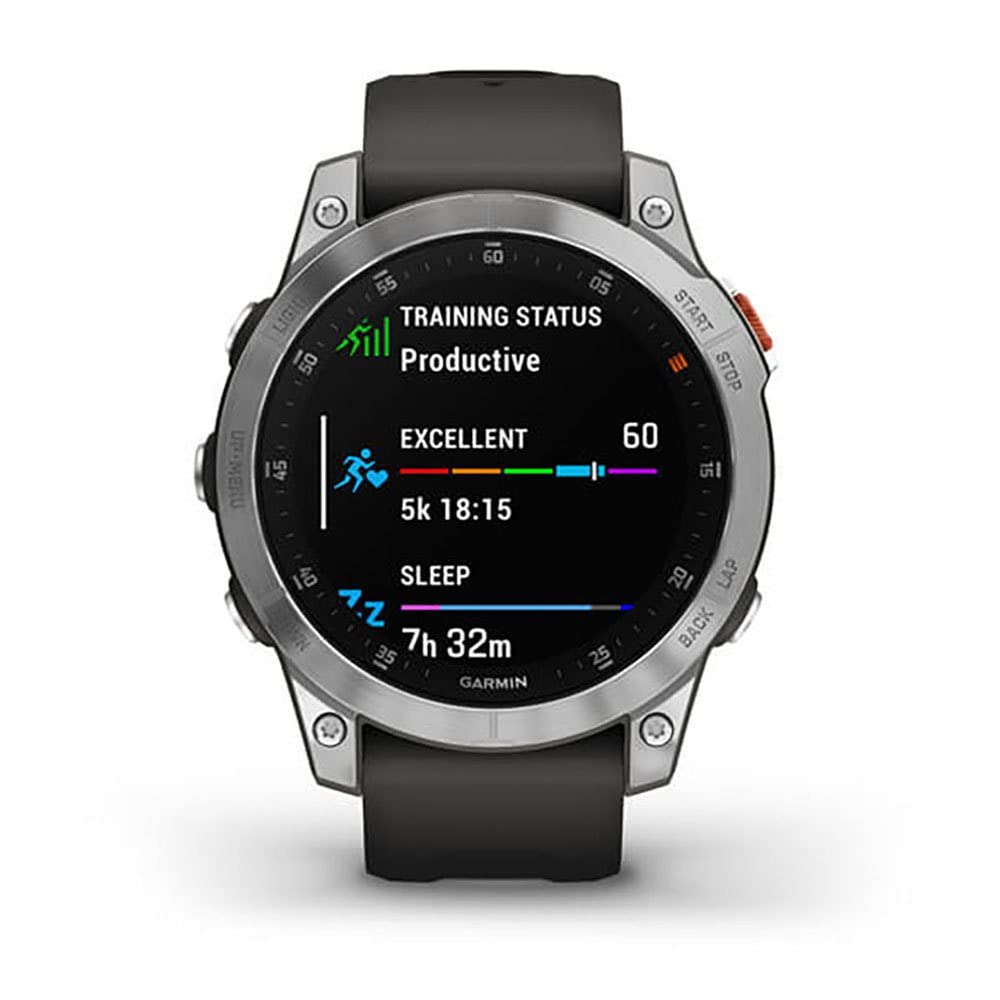 Garmin epix 2, Premium Active Smartwatch, Slate and Stainless Steel with Silicone Band Black