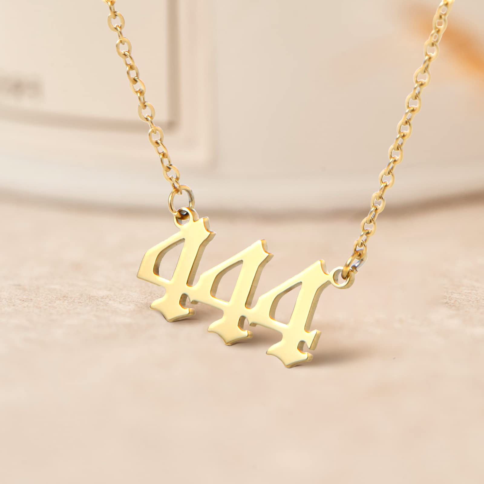 Angel Number 444 Choker Necklace Numerology Jewelry for Women Gold Tone