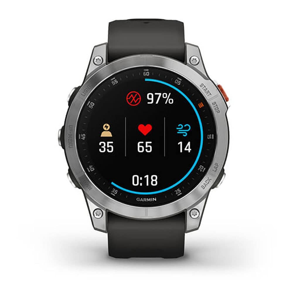 Garmin epix 2, Premium Active Smartwatch, Slate and Stainless Steel with Silicone Band Black