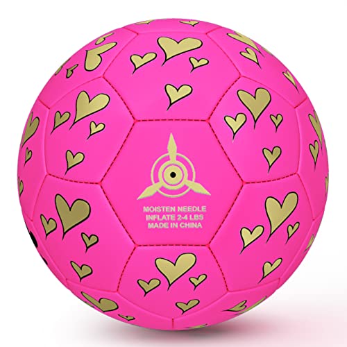 PP PICADOR Kids Soccer Ball Size 3, Toddler Pink Soccer Balls for Little Girls Boys Child 4-8 Gift Toys Outdoor Home Sport with Pump