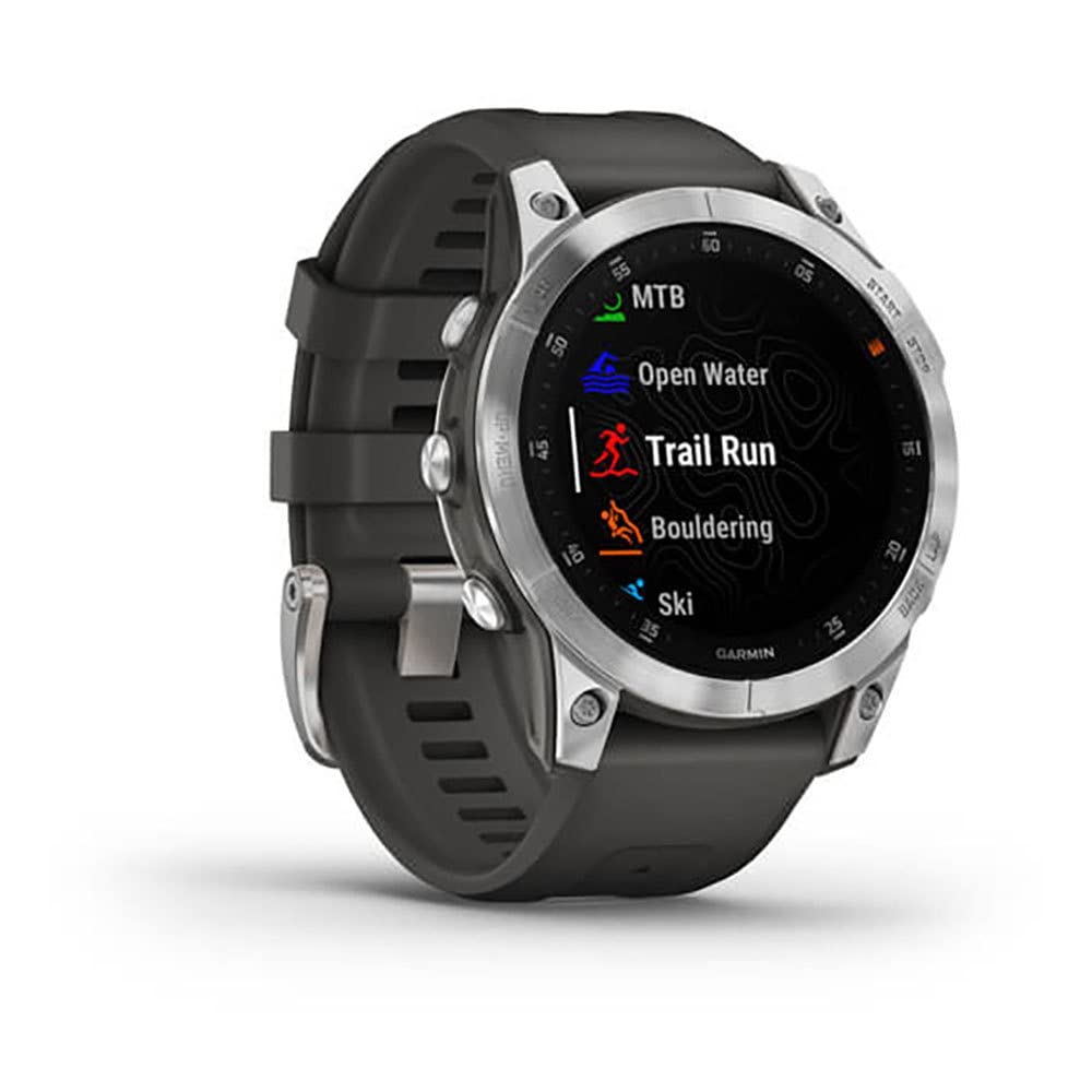 Garmin epix 2, Premium Active Smartwatch, Slate and Stainless Steel with Silicone Band Black