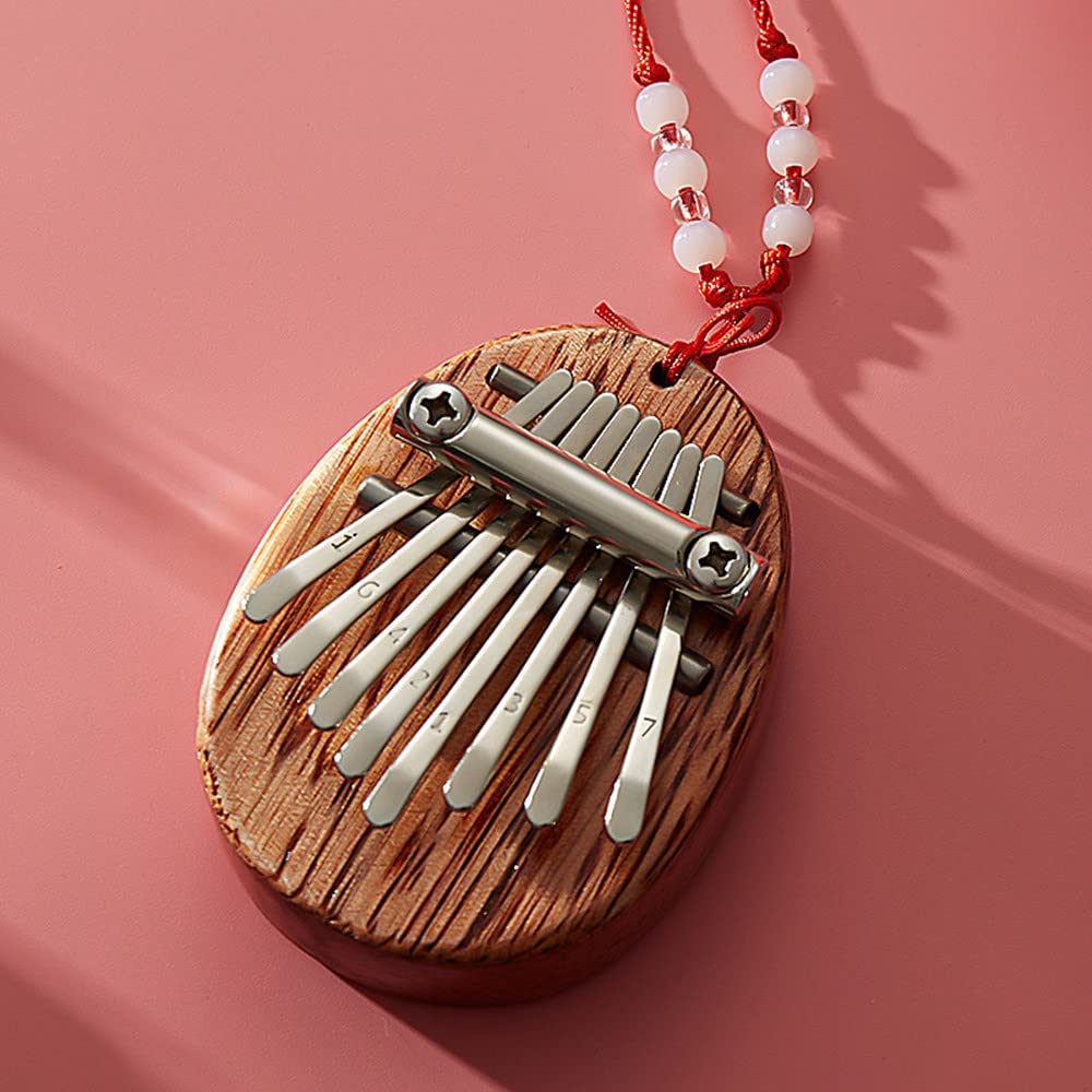 Thumb Piano 8 Key Mini Kalimba, Exquisite Finger Piano, Portable Marimba Musical Instrument Gift, Wooden Finger Mbira with Lanyard Special Gifts for Kids and Adults Beginners