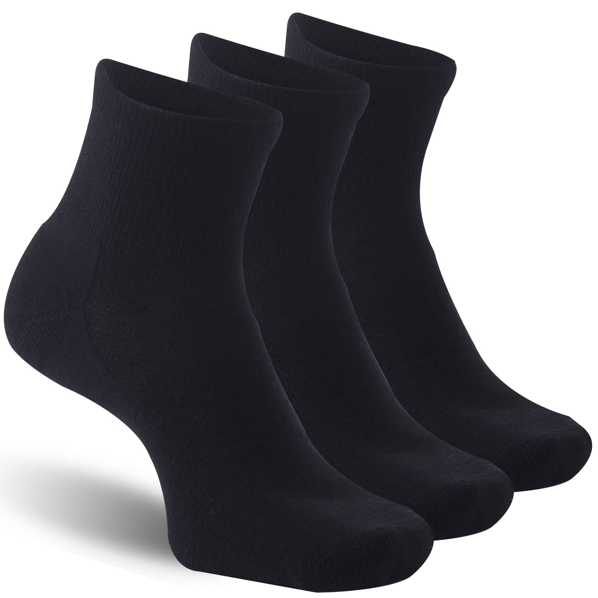 RZTT 90% Merino Wool Socks for Men, Ankle Low Cut socks Lightweight Breathable Athletic Socks Women with Arch Support,3 Pairs,Large,Black