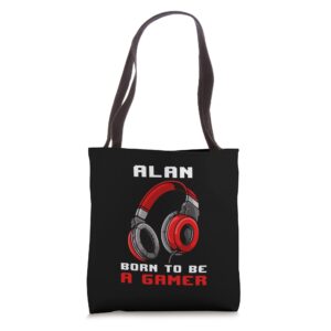 alan - born to be a gamer - personalized tote bag