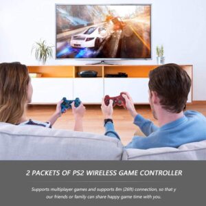 Rzzhgzq PS2 Wireless Controller 2.4G Play Station 2 Gamepad 2 Pack Dual Vibration Compatible with Sony Play -station 2 Console (ClearBlue +ClearRed)