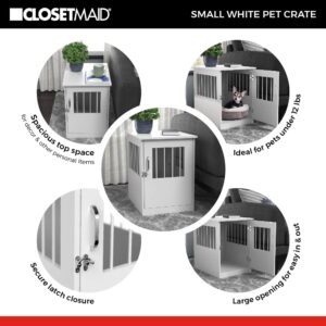 ClosetMaid Pet Crate End Table Furniture for Small Dogs or Cats Under 12 lbs, White Wood Finish