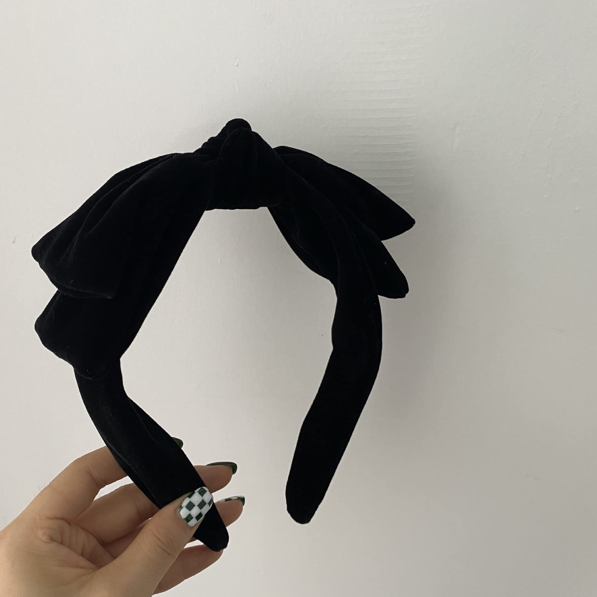 YERTTER Dainty Black Velvet Knot Bow Turban Wide Headbands Yoga Thick Headbands Wide Hairbands Headband Headwrap Hair Band Fashion Hair Accessories for Women