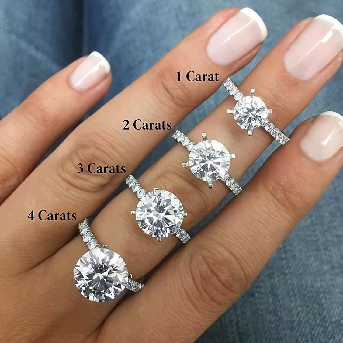 2 Carat (ctw) Center Moissanite engagement rings for women 10K 14k 18K gold ring Platinum Plated Silver Princess moissanite rings -3921