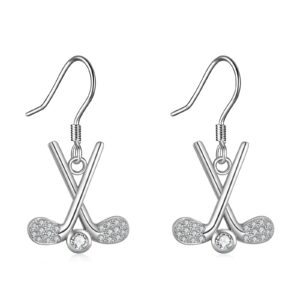 yafeini golf earrings gifts sterling silver golf club and ball dangle earrings golf jewelry for women golf lovers gifts