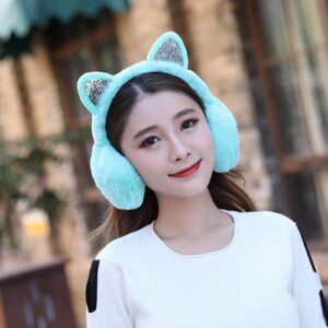 CHUANGLI Winter Warm Cat Ear Muffs for Women Girls Cute Catear Earmuff Ladies Headband Faux Fur Earmuffs Plush Ear Warmers