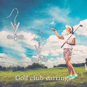 YAFEINI Golf Earrings Gifts Sterling Silver Golf Club And Ball Dangle Earrings Golf Jewelry for Women Golf Lovers Gifts