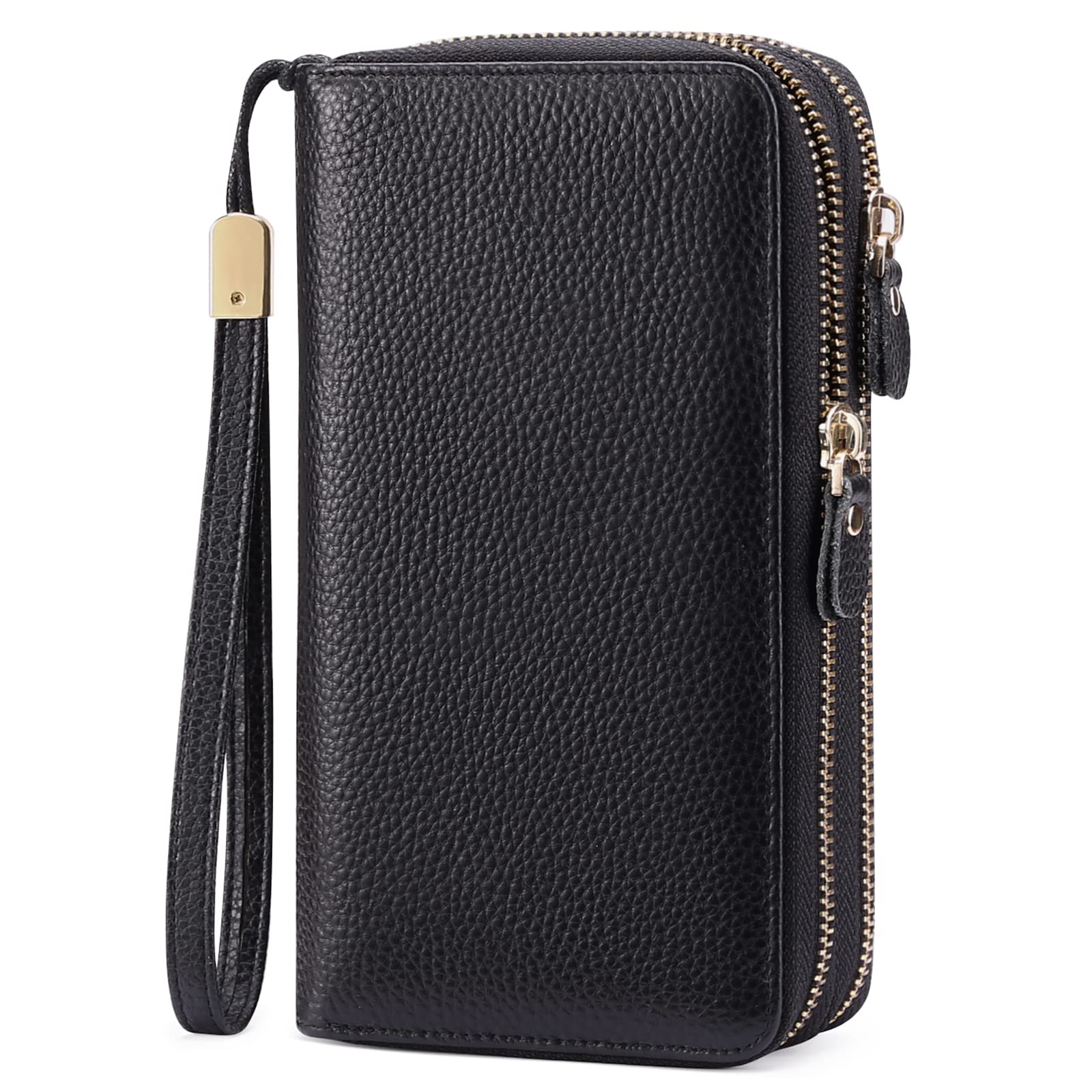 SENDEFN Leather Women Wallet RFID Blocking Zipper Around Phone Holder Clutch Wristlet Large Capacity