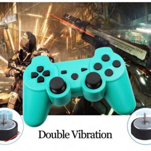 Rzzhgzq 2 Pack PS3 Wireless Controller Playstation 3 Controller Wireless Bluetooth Gamepad with USB Charger Cable for PS3 Console (GRN+ORG)