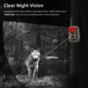 Folgtek WiFi Trail Camera Game Cam 48MP 1296P HD Video Sound Recording, Clear Night Vision & 0.1s High Sensitivity Motion Detection 120° Wide Angle for Wildlife, Observation of Backyard, Farm