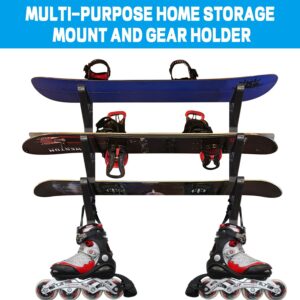 Poskad Snowboard Wall Mount Rack Display Wall Holder,Adjustable Storage Layers Space Saving Design,Home and Garage SKi Board Storage. (1 Set)