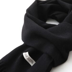 linişte 100% Pure Wool Scarf - Men and Women Winter Warm Soft Luxurious Solid Colors Gift Box Black