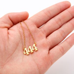 Angel Number 444 Choker Necklace Numerology Jewelry for Women Gold Tone